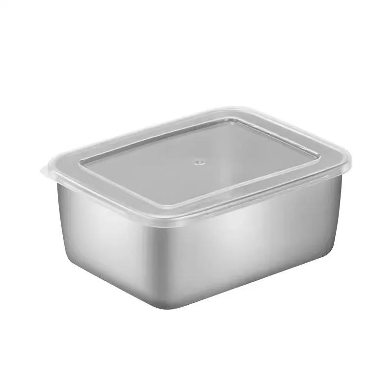 

Stainless steel square fresh-keeping box,Lunch Box, refrigerator storage box, lid sealed, leak proof, sample box, bento box прозрачный