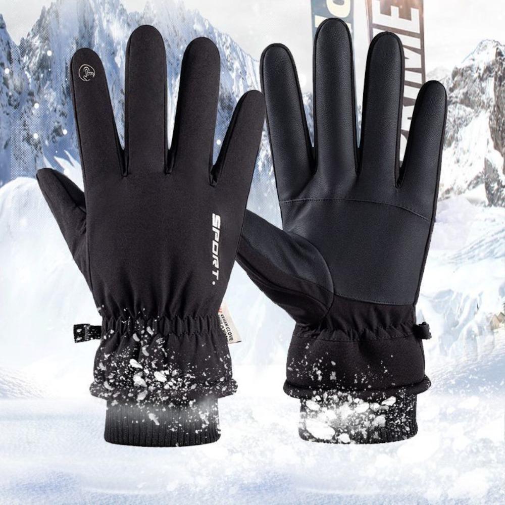 Ski Gloves Winter Warm Fleece Touch Screen Gloves Fleece Thickened Non-slip Sports Cycling Driving Windproof Gloves