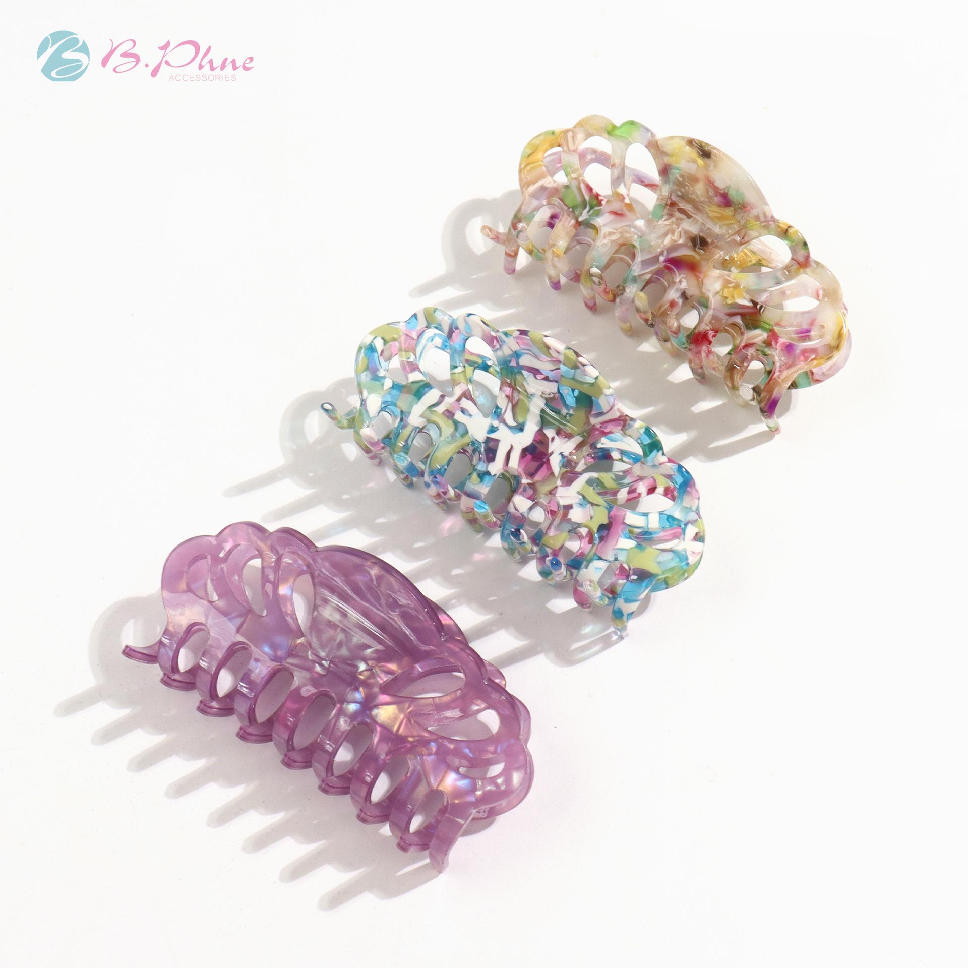 

Acetate Iridescent French Retro Claw Clip - Elegant Acrylic Hairpin for Korean Updo Styling