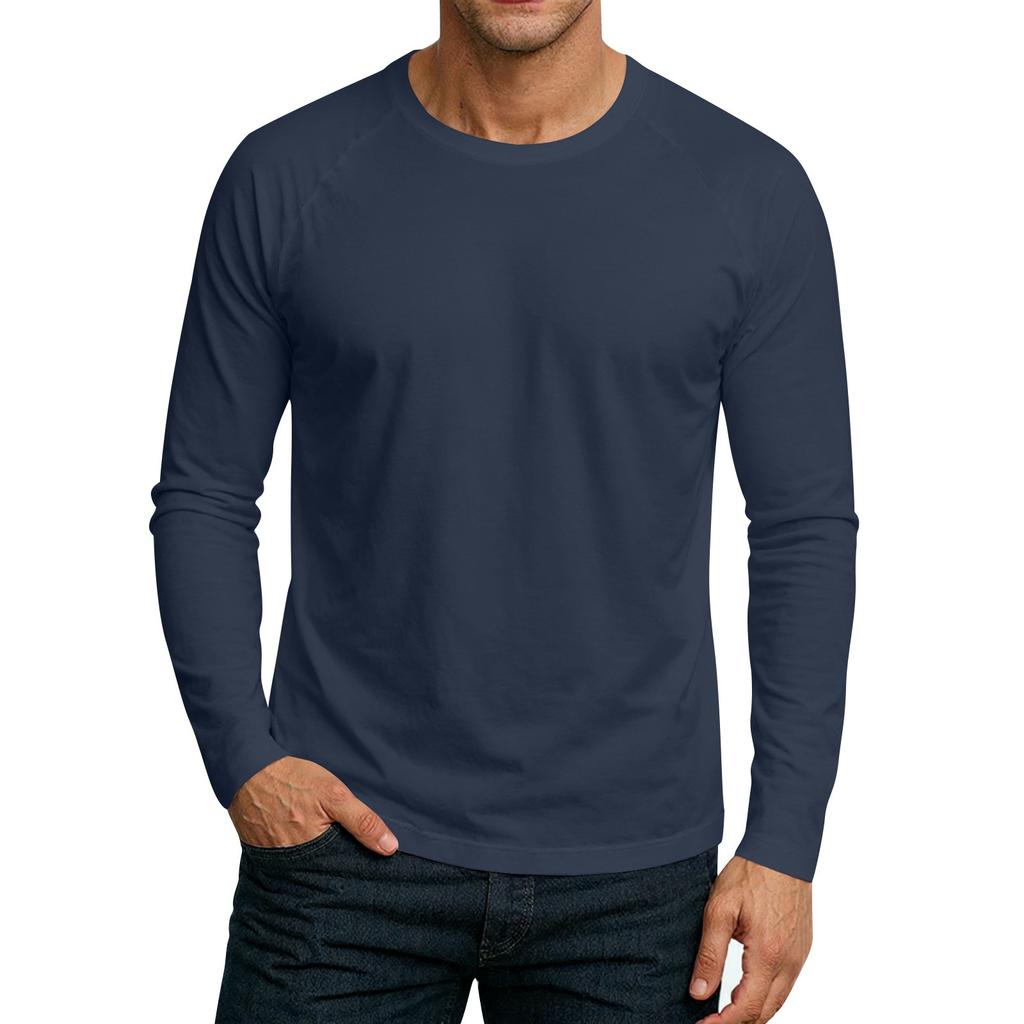 Men's Round Neck Plunger Long Sleeve T-Shirt Top