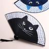 Quality 1 pcs Cat Patterns Handmade Bamboo Wooden Cartoon Home Decoration Folding Fan Silk Fan Fan Crafts