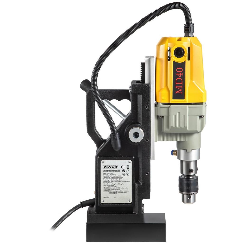 Magnetic Drill, 1100W 1.57" Boring Diameter, 2697lbf/12000N Portable Electric Mag Drill Press with 7 Bits, 580 RPM Max Speed Drilling Machine for Any