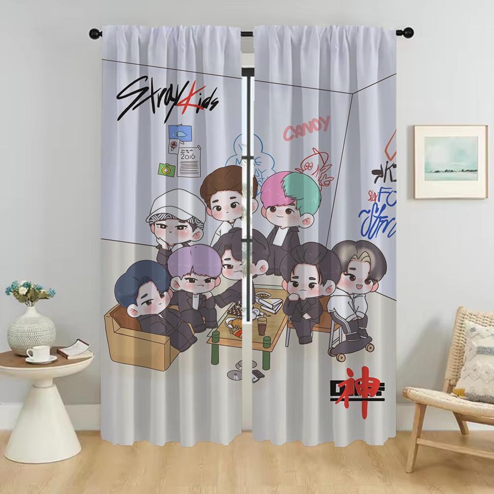 Moderní závěsy do obývacího pokoje 2 kusy KPOP-straykides Tyl pro ložnici Halloweenská dekorace Zatemňovací rolety Dělící příčka