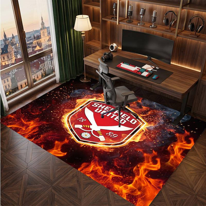 Sheffield United Football Print Crystal Velvet Rug, Comfortable Water Absorbent Non Slip Indoor Floor Carpet
