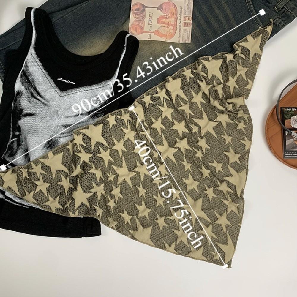 Fashion Wasteland Style Star Hair Scarf Hip Hop Soft Wrap Y2K Hip Scarf Triangular Sacrf Knitted Tube Top Streetwear