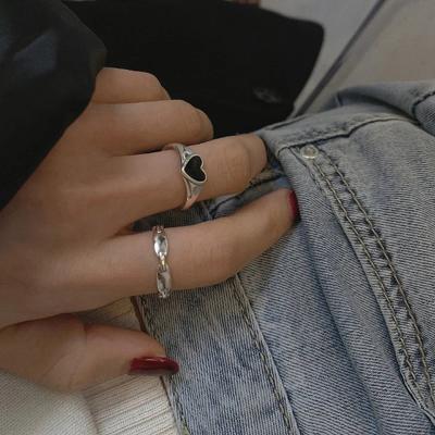 VENTFILLE 925 Sterling Silver Love Chain Personality Niche Design Ins Tide High Sense Open Ring