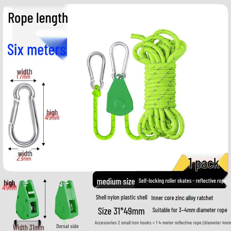 Adjustable Reflective Windproof Camping Tent Rope Pulley System