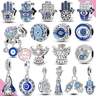 Copper Charms Beads Angel Devil'S Eye Fatima'S Hand Cross Charms Pendant Fit Original Bracelet Women Jewelry Gift