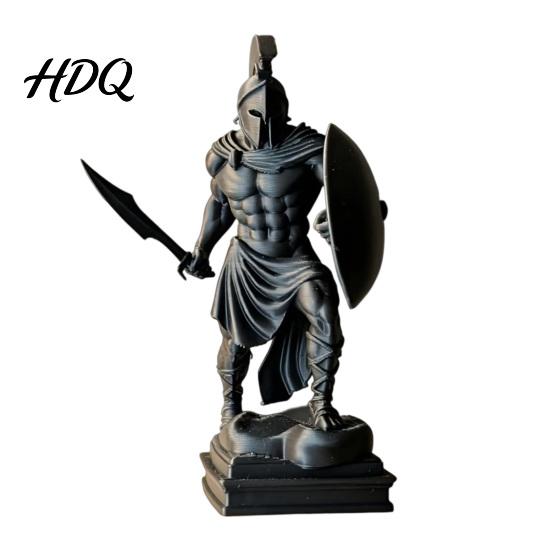 Matte Black Desk Ornament 3D Printed Spartan Warrior Statue Vintage Greek Soldier Figurine for Minimalist Sculpture Office Decor Hardcore Ornament