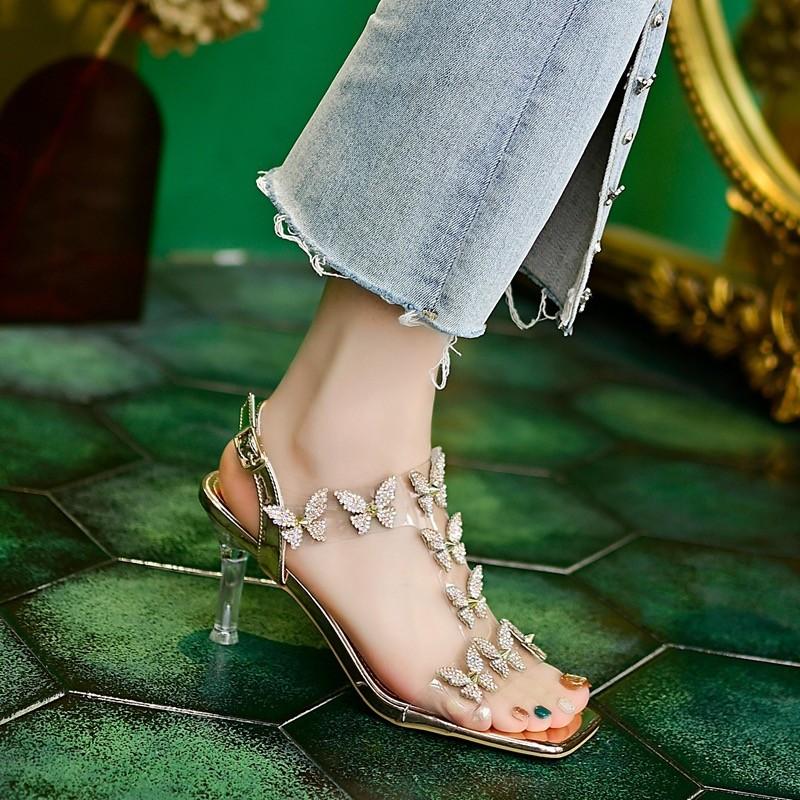 Мода 2024 Новые милые босоножки женские вечерние туфли на тонком высоком каблуке женские — фото 4