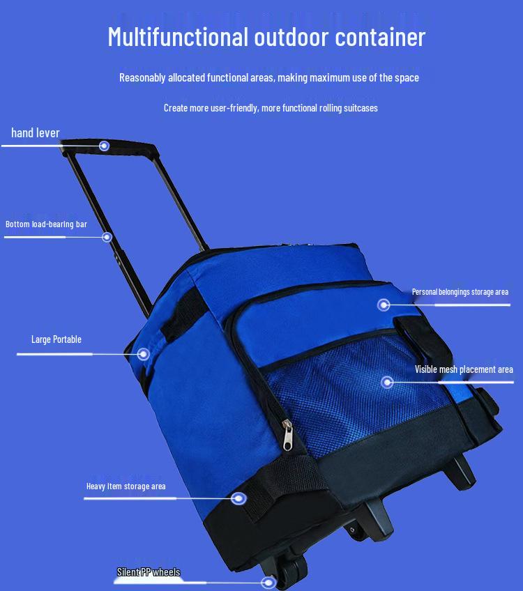 Foldable Large-Capacity Insulated Trolley Bag for Outdoor Travel and Picnics