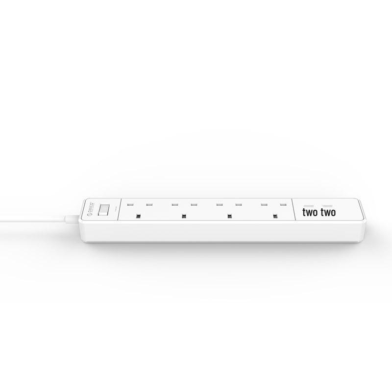 

British Standard 4 Outlet, 4 USB Port Power Strip with One-Button Switch for Office and Home Use