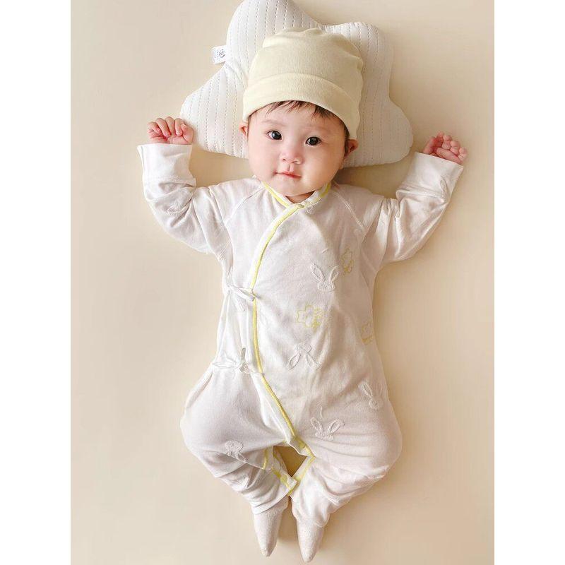Korean Uamtor Spring Baby Cross-Front Tie Belly-Protecting Butterfly Romper Baby Jumpsuit All-Season Romper