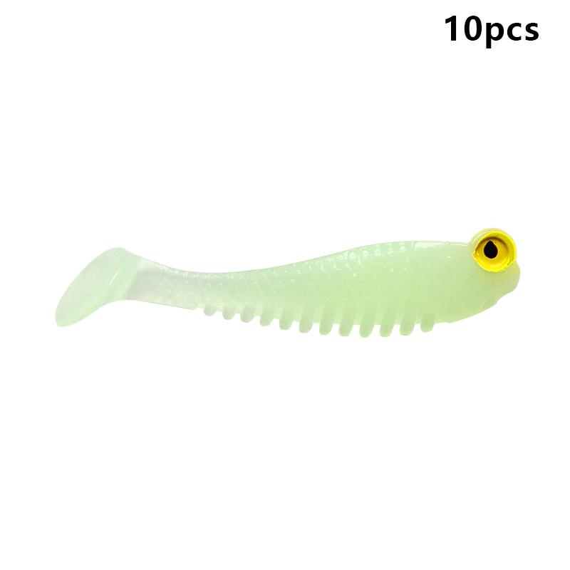 10Pcs/Lot Fishing Soft Lure Luminous Fishing Lure 5Cm 1.3G Artificial Silicone Bait Worm Sea Wobbler Swimbaits For Bass Tackle