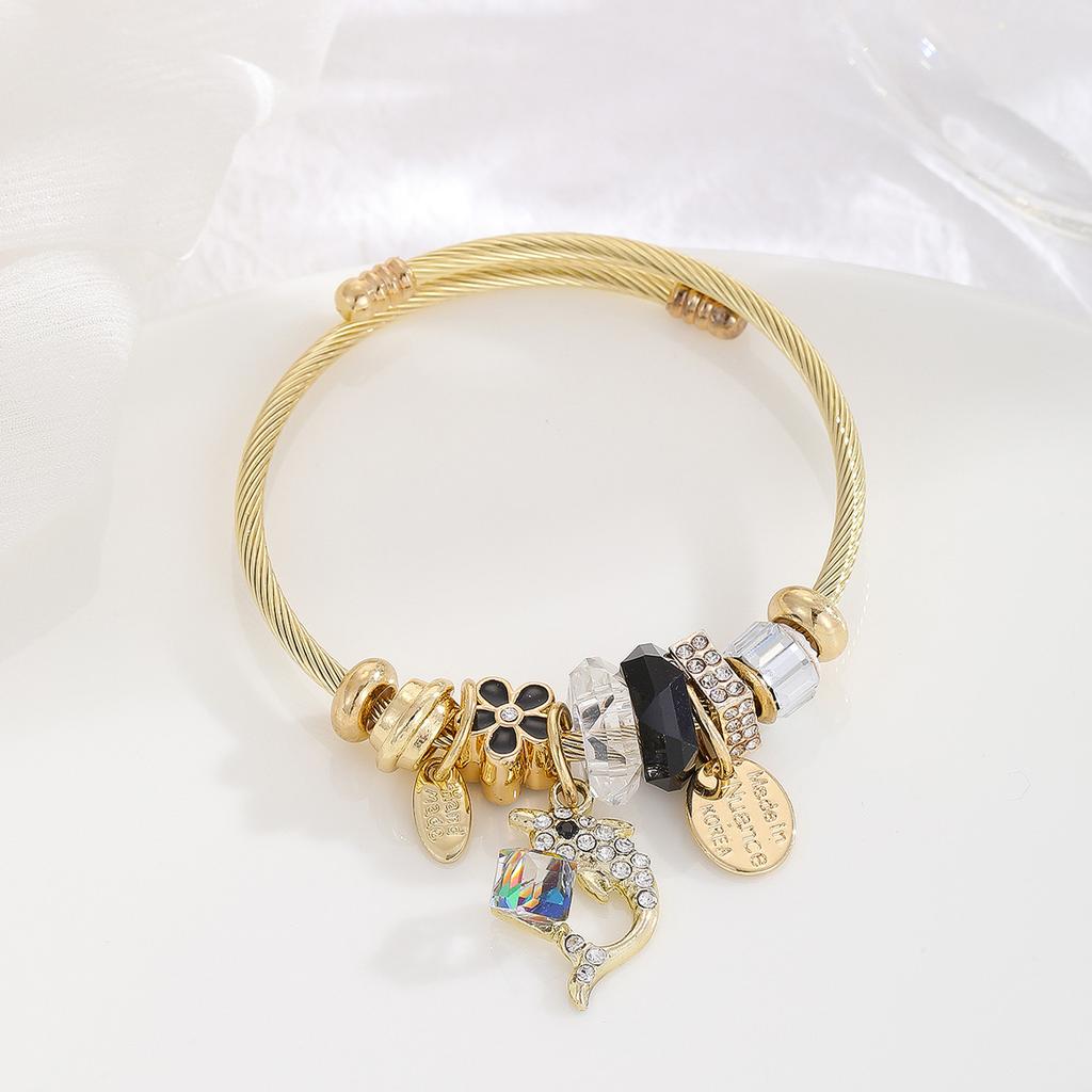 JYL TS Bracelet Fashion  Bear Letter Pendant Adjustable Brings Playful Luck