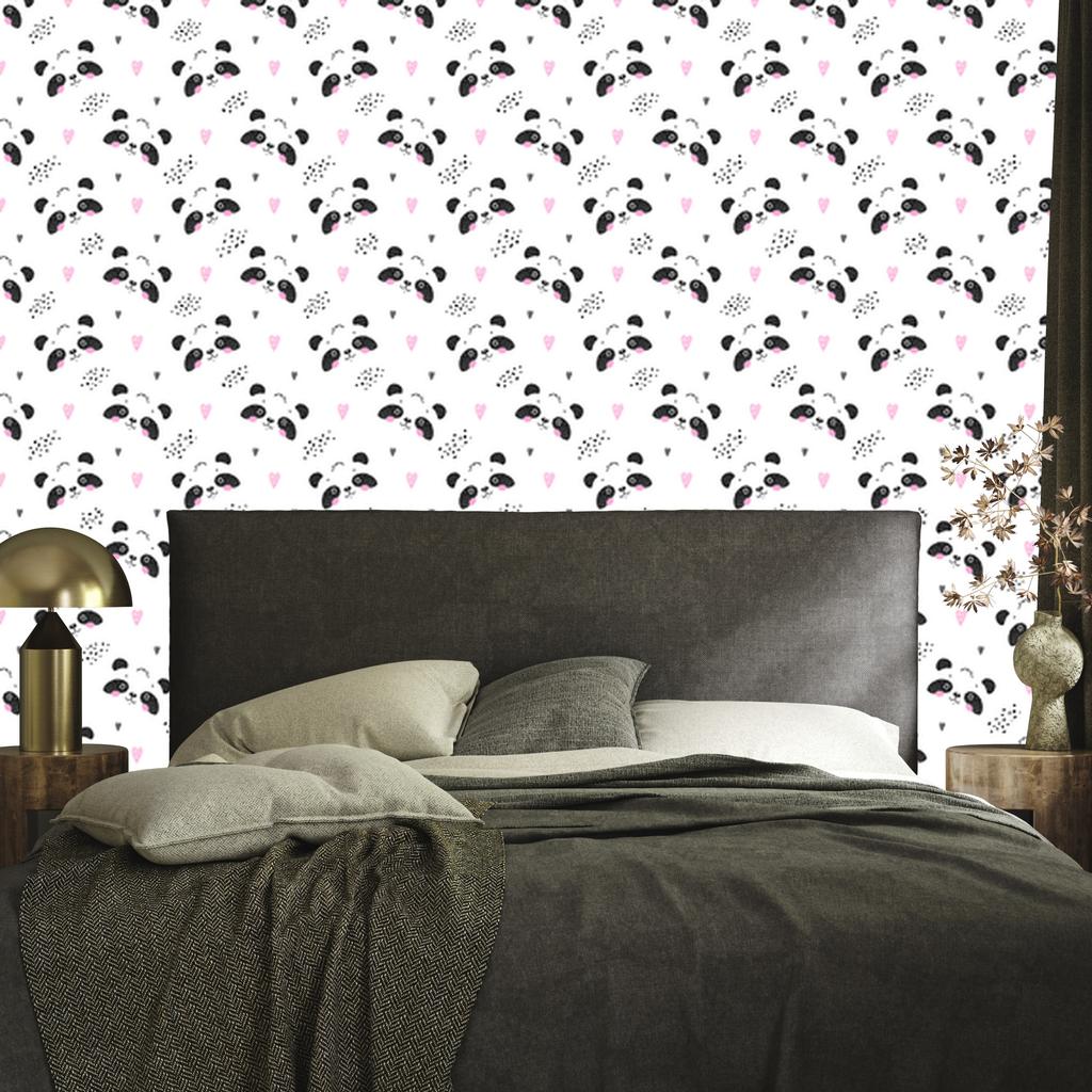 Pandas Among Hearts Wallpaper for Living Room and Bedroom 50x1000