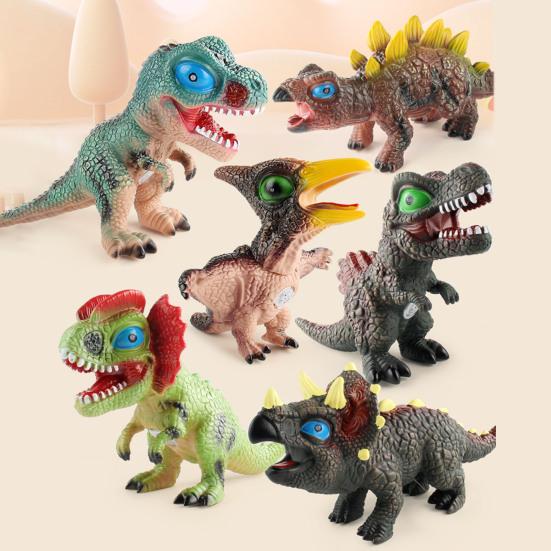 Dinosaur Model with Sound Realistic Stress Relief Soft Rubber Squeeze Dinosaur Figure Collection Model Birthday Gift