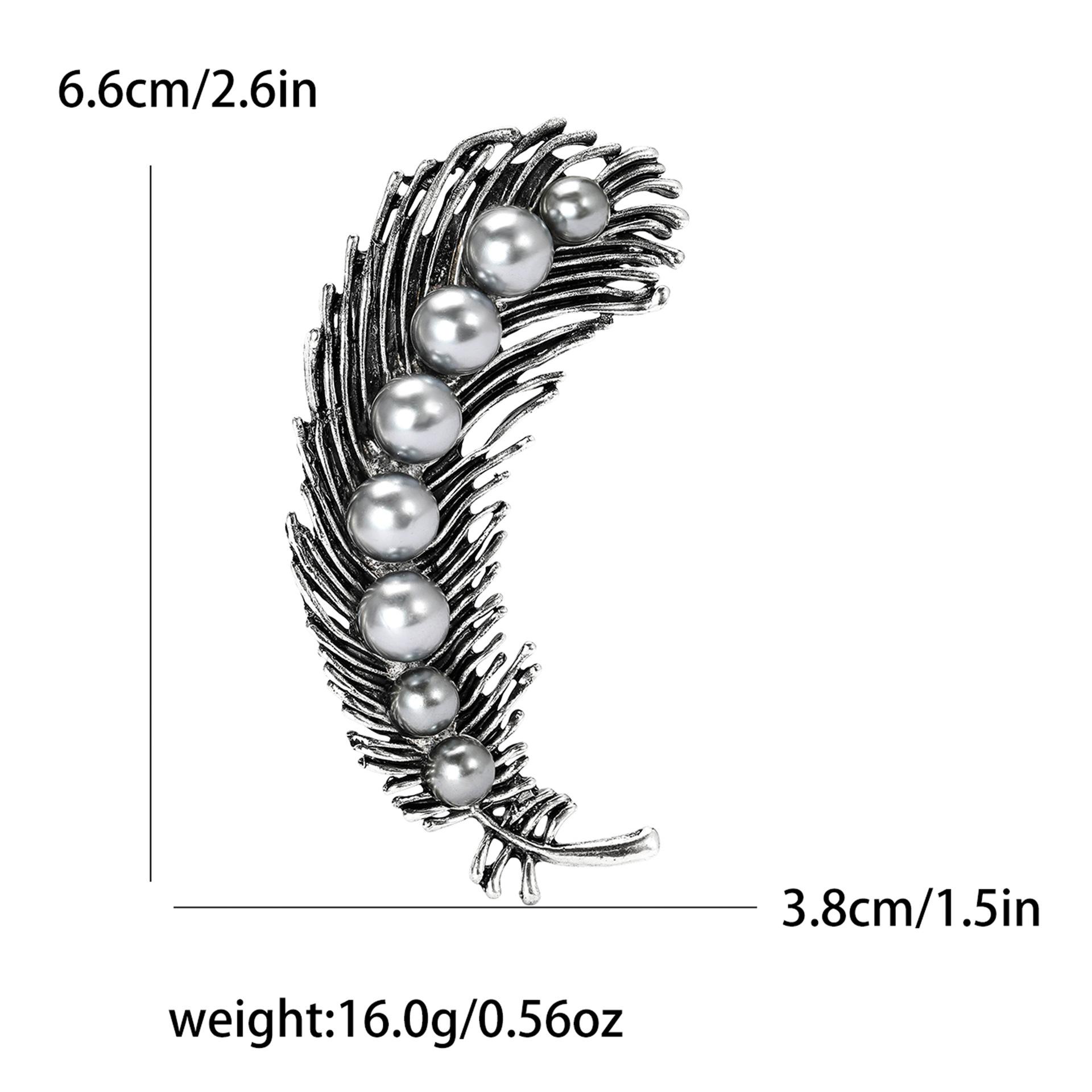 

Креативная брошь из жемчуга в виде пера из сплава, изысканная универсальная булавка для женского костюма, корсажа