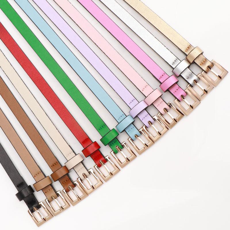 Fashion Minimalist Small Square Buckle Belt For Women With Alloy Pin Closure For Dress And Coat Accessory