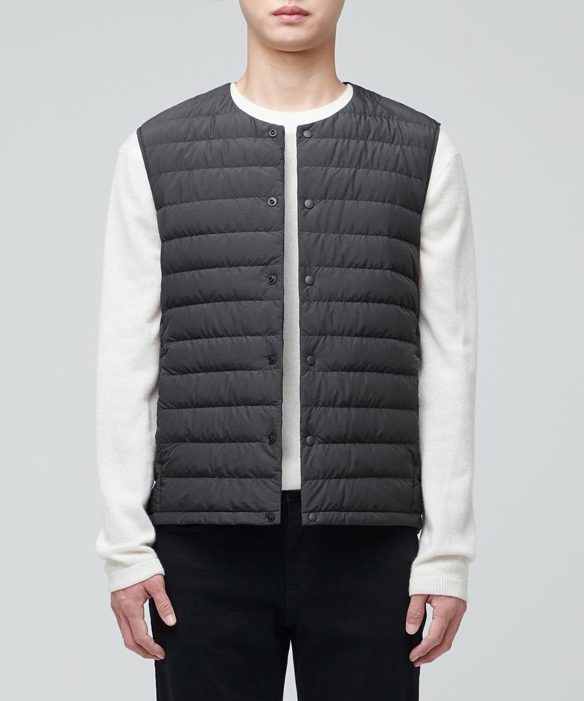 Musinsa Standard Transform Round Neck Light Down Vest [Charcoal Gray]