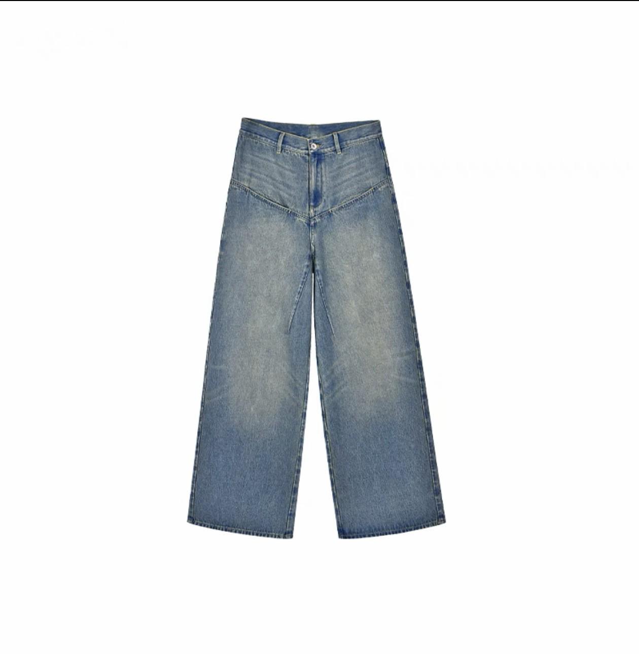2023 New Unconventional Wide-Leg Cut-Out Pocket Mid-Rise Straight Denim Jeans Small