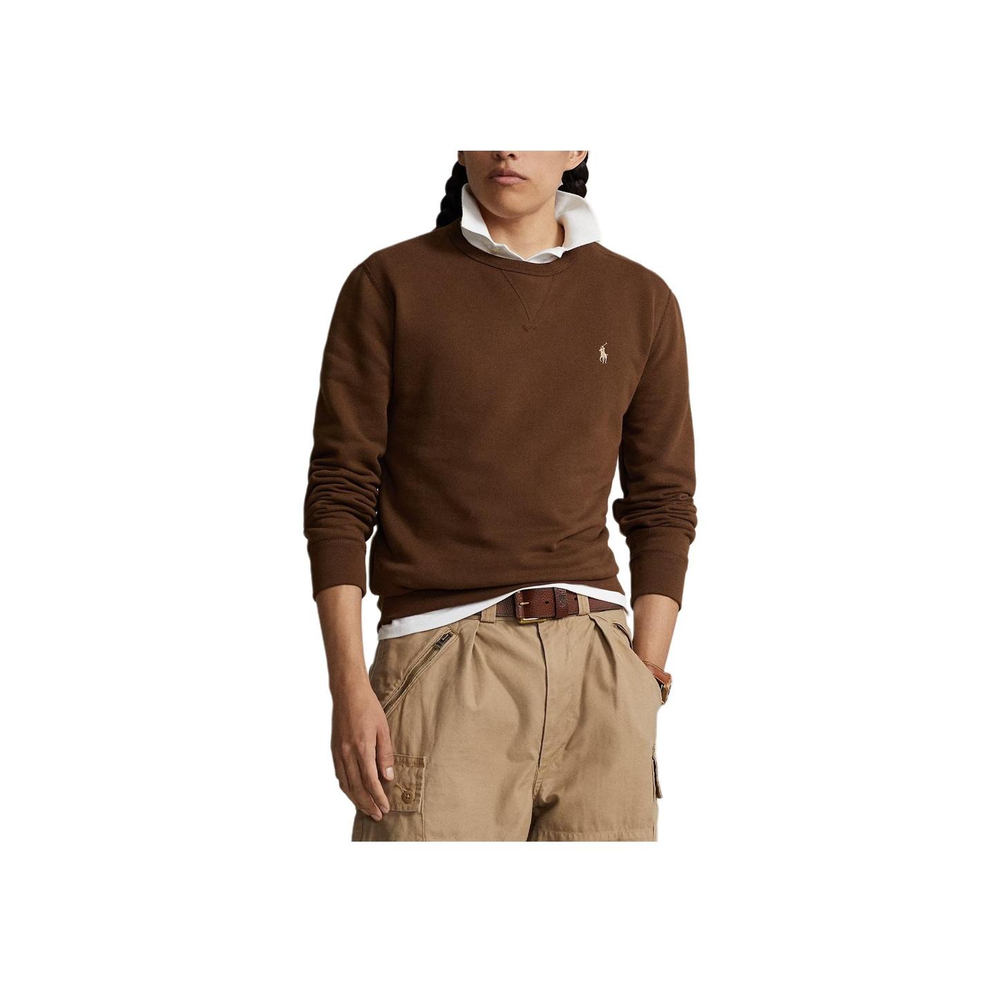 

Polo Ralph Lauren Однотонный трикотажный свитшот с круглым вырезом и вышивкой маленькой пони, с длинными рукавами, мужской, коричневый 710825900-014