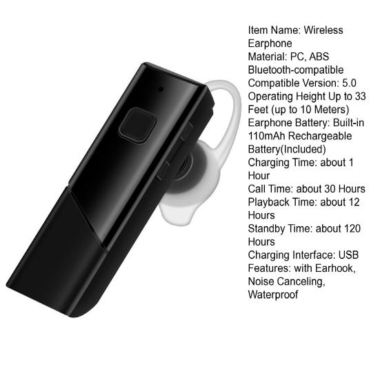 Wireless Earphone Bluetooth-compatible 5 Waterproof Ergonomic Noise Canceling Business Sports Running Earbuds Headphone Earpiece