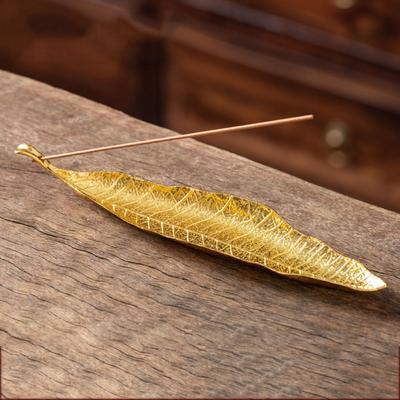 Handmade Leaf Incense Tray Zinc Zinc Zinc Alloy Vertical Incense Rack Retro Incense Holder  Zen