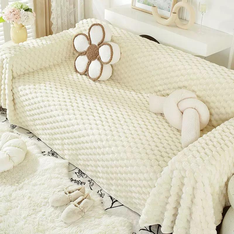 Sofa Cover Towel Thick Warm Rabbit Plush Non-Slip Sofa Cover All-Inclusive Universal Simple Sofa Cover Full Cover Blanket