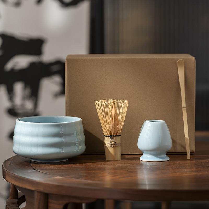 4Pcs/Set Japanese Matcha Tea Set Bamboo Matcha Whisk Scoop and Holder Matcha Bowl Tea Maker Tool Set Ceremony Accessories New