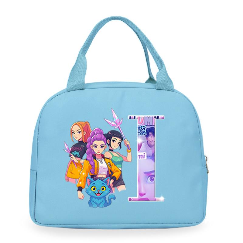 Trend Kpop Anime Cartoon Peripheral 26 Letter Printing Bento Bag Commuter Portable Lunch Box Bag