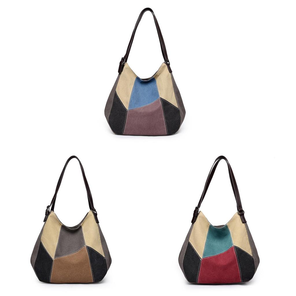 Canvas Tote Bag For Women Large Capacity Street Style With Zipper Closure For Daily Use
