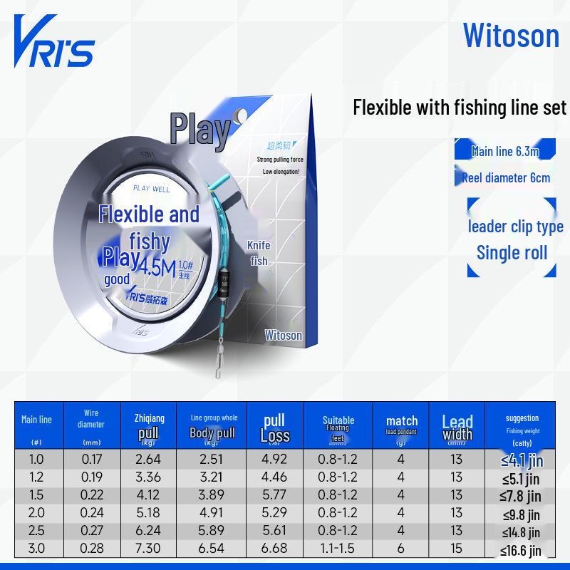 Weituosen Flexible Knot-Free Fishing Line Set for Crucian Carp, 4.5m & 6.3m