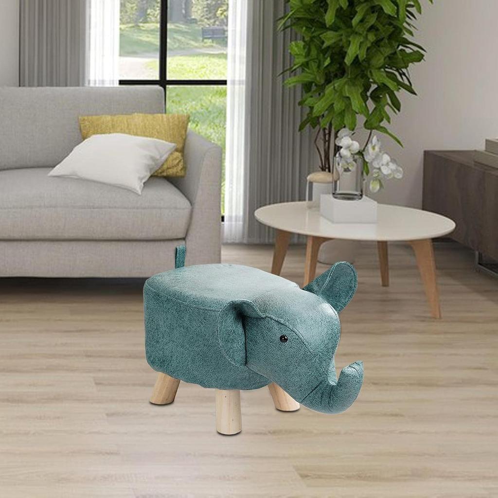 Dyre Fodskammel Elefant Bænk, Bærbar Sko Skiftende Sød Opbevaring, Træ Ottoman Skammel Sofa Te Skammel til Dekoration, Soveværelse, Stuer Indendørs, Blå