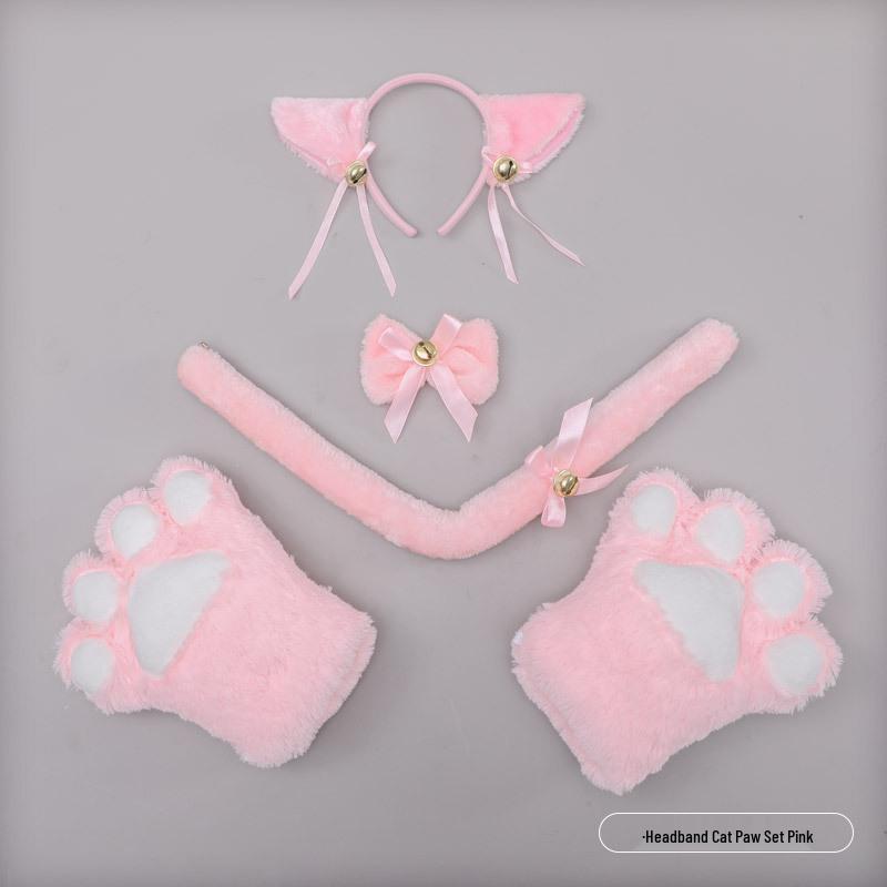 Cute Kitten Cosplay Set: Cat Ears Headband, Paw Gloves & Tail Accessory