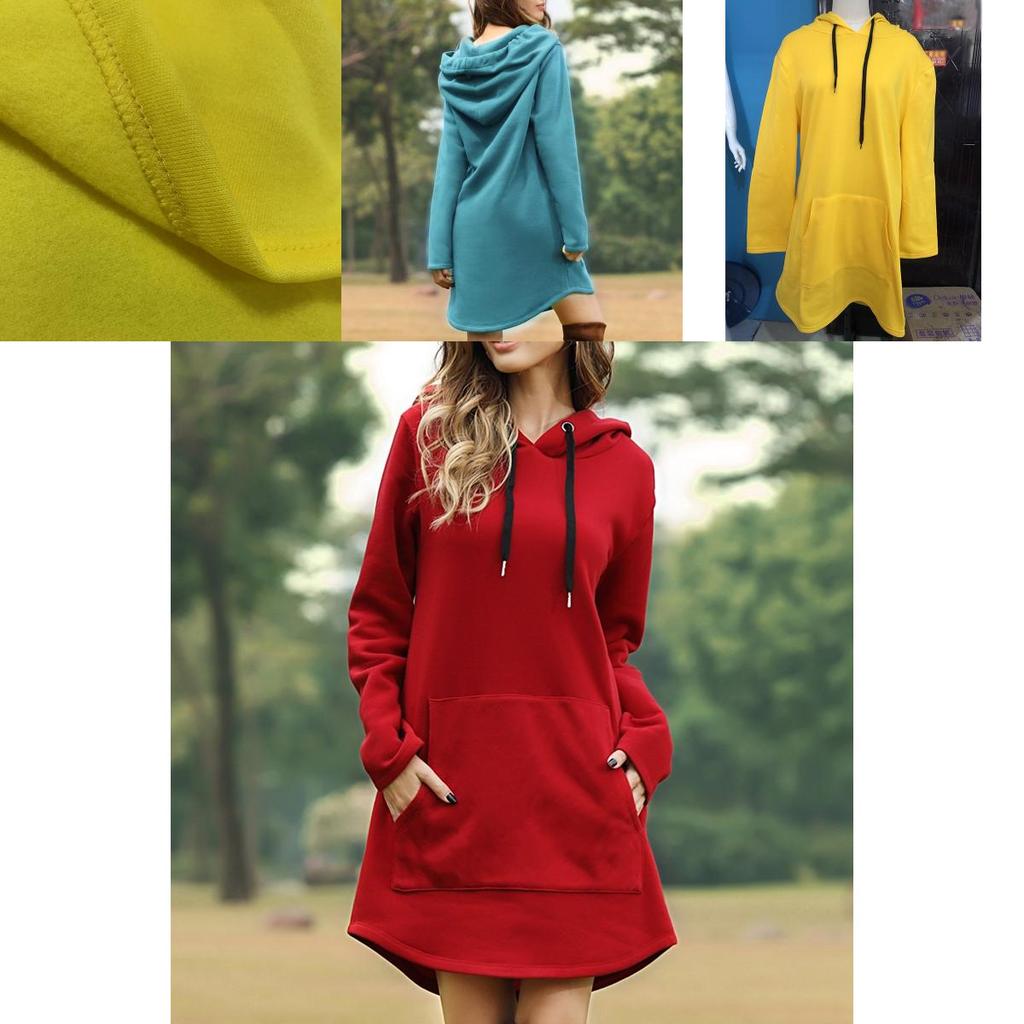 Cozy Womens Winter Long Sleeve Tunic Tops Pullover Hoodie Dress In Six Colors