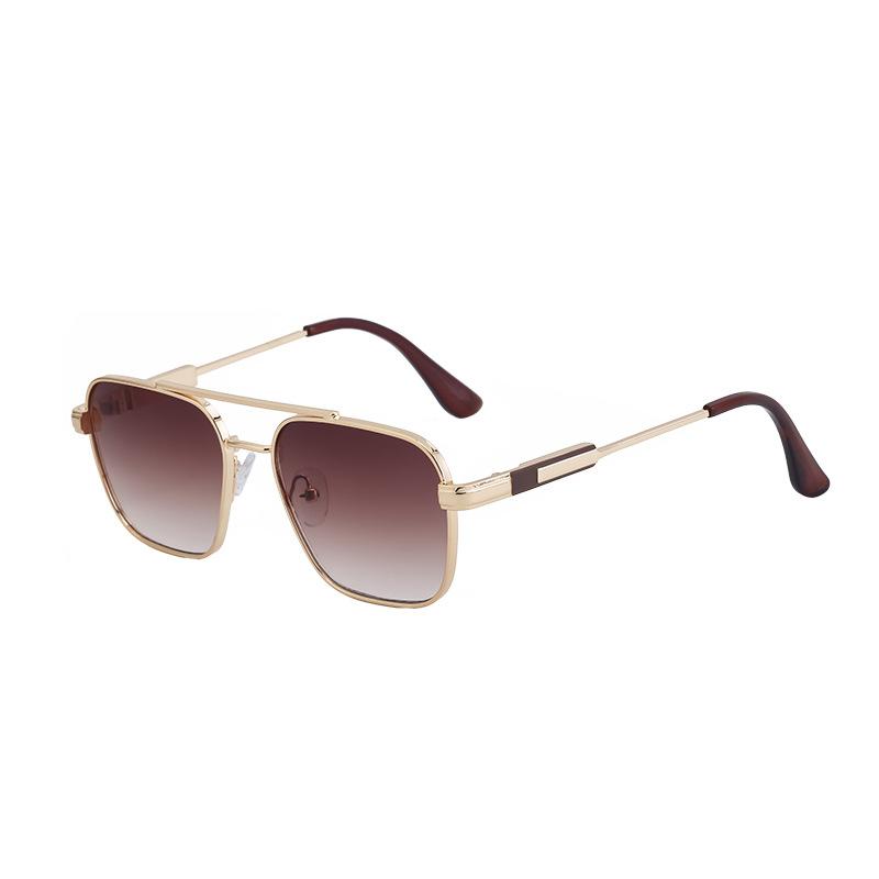 Fashion Double Beam Frame Sunglasses Men'S Outdoor Sunscreen Sunglasses Metal Full Frame Sunglasses