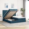 Ottoman Bed with Mattresses Dark Blue 160x200 cm Velvet