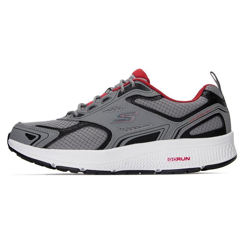 Skechers Go Run Consistent Lace-Up Fabric Synthetic Leather Low-Top Running Shoes Men sneakers Gray Red 220034-GYRD 43.5