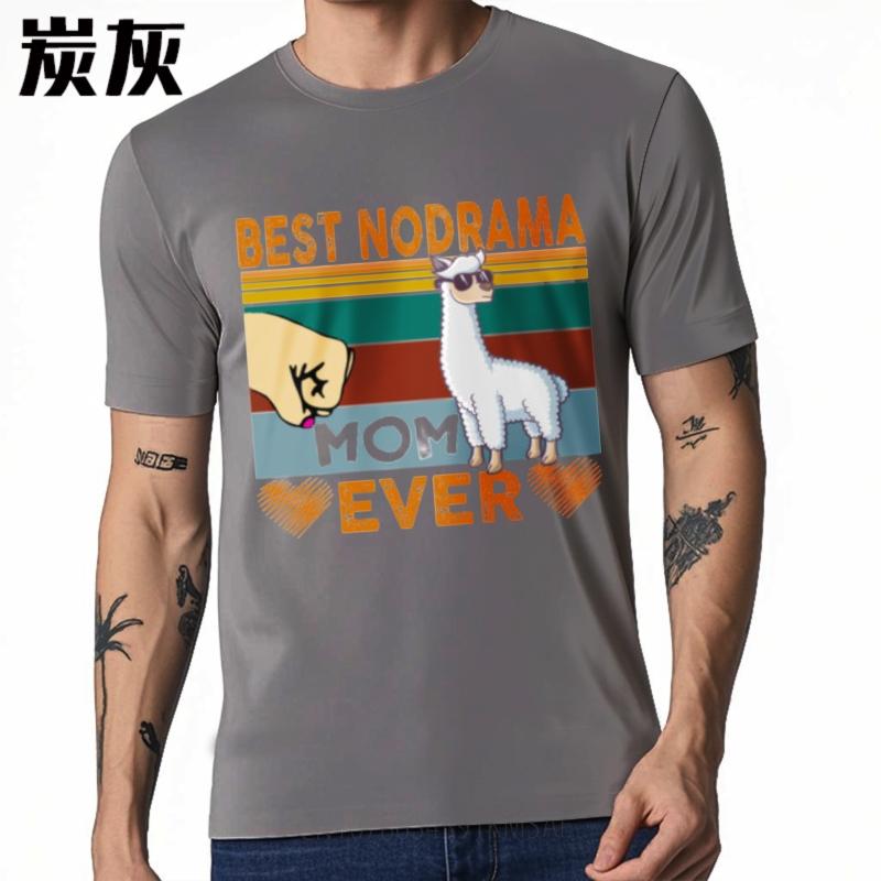 Breathable Tee Soft Unisex Round Neck Tshirt Big Size Best Nodrama Mom Ever Alpaca Design Stylish Women Tops Quick Dry Shirt