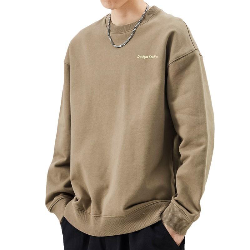 Cotton Sweater Men'S Loose Plus Fat Plus Size Fat Trend Basic Casual Top Round Neck Long Sleeve Autumn