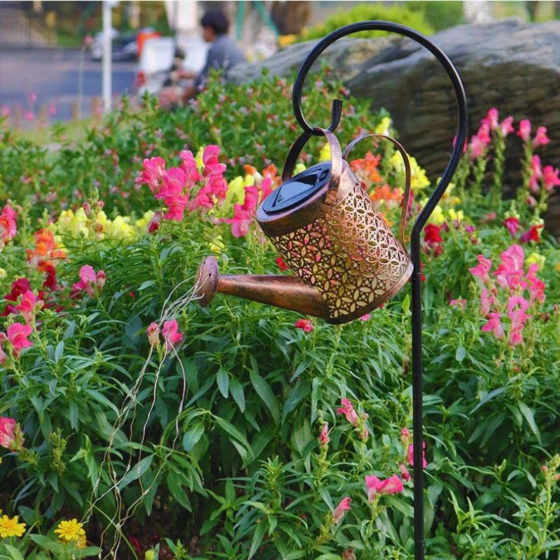 Solar Watering Can Light Hanging Kettle Light Outdoor Garden Decoration Waterproof Stake Light Villa Path Terrace Lawn Lamp