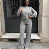 Sweatshirt Two-piece Suit Women's Casual Sets Loose Zipper-up Short Jacket Tops Straight Trousers Sports 2-piece Sets Lady