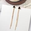 New Crystal Hanging Earrings for Women Korean Fashion Tassel Earrings Gold Color Metal Thread Dangle Earrings for Female
