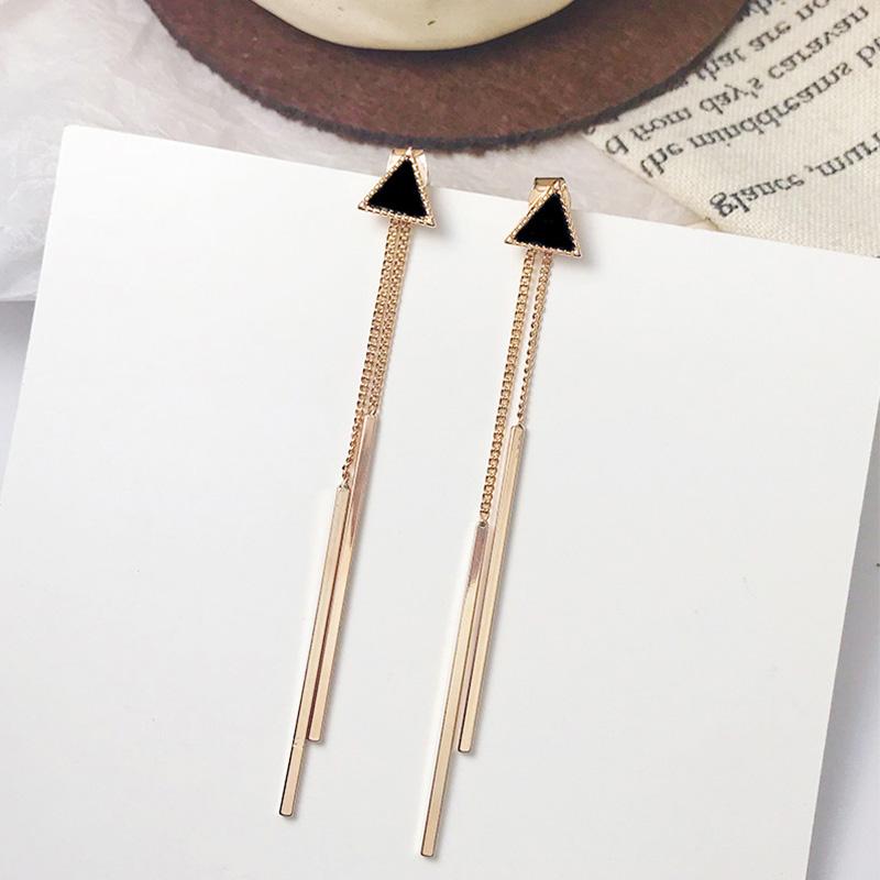 New Crystal Hanging Earrings for Women Korean Fashion Tassel Earrings Gold Color Metal Thread Dangle Earrings for Female