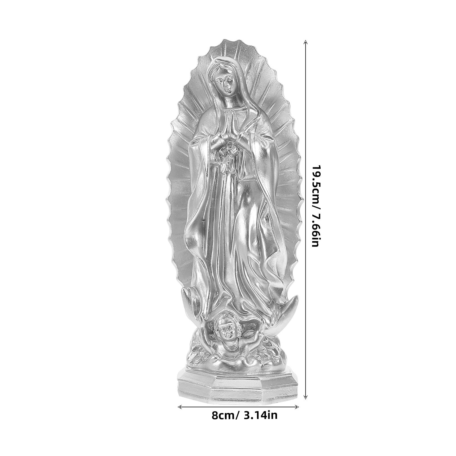 

Virgin Mary Statue Resin Craft Indoor Outdoor Decor Catholic For Living Room Office Church Blessed Mother Sculpture Our Lady Of срібний