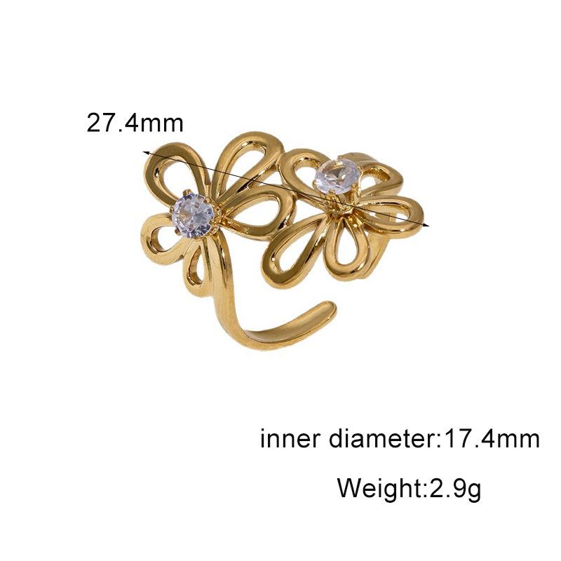 Stainless Steel Exquisite Zircon Rings for Women Men Geometric Smooth Hollow No Fading Opening Rings Jewelry Jewelry Accessories