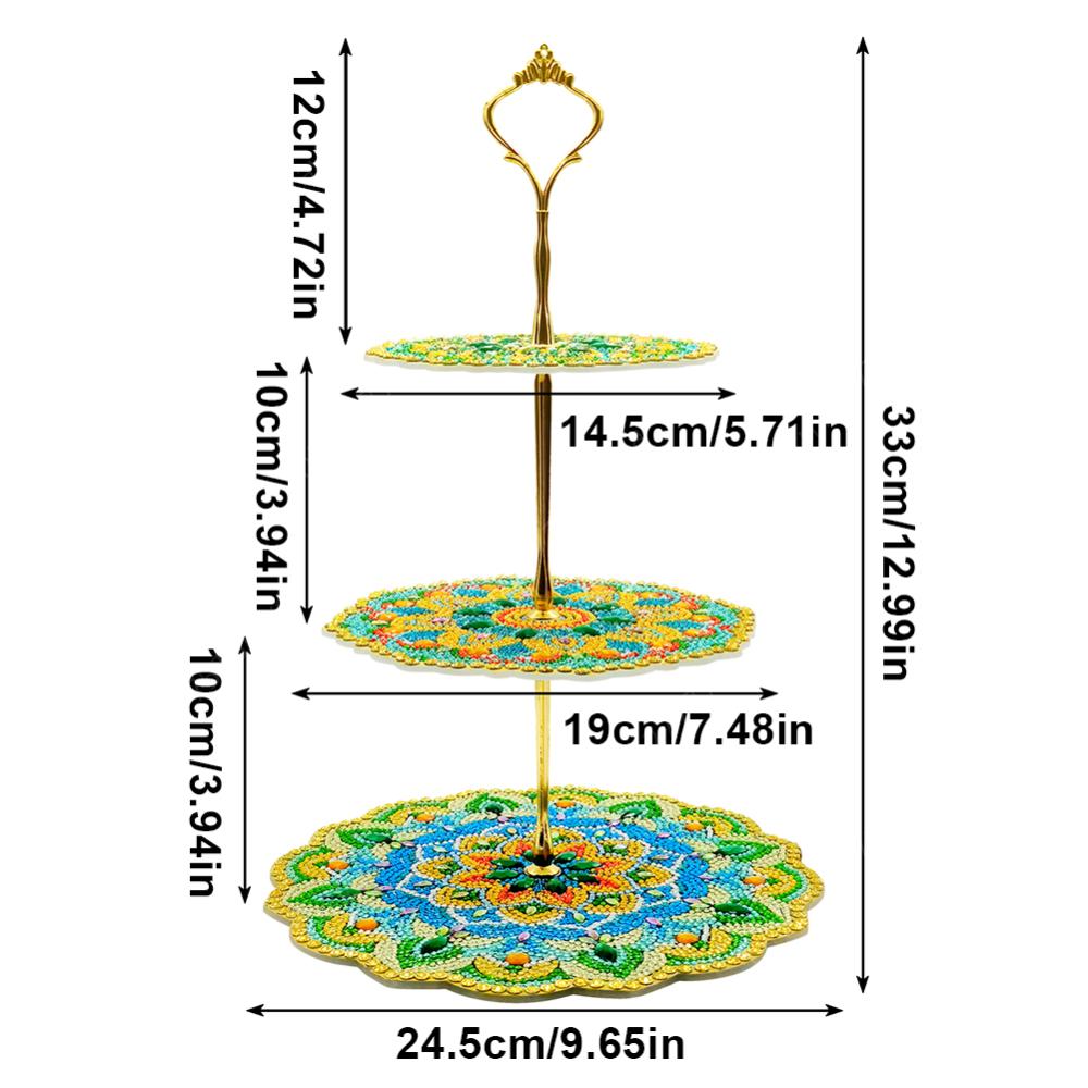 Diamantová malba Kulatý servírovací tác 3patrový Stojan na dezerty a cukroví Stupňovité servírovací podnosy na pečivo, dezerty, cukroví, ovoce, čaj