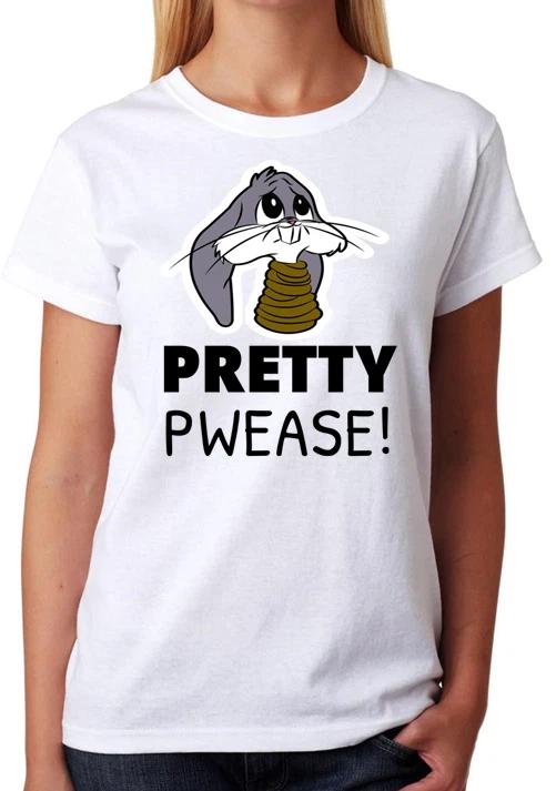 Pretty Please T-Shirt Cute Bunny Sad Pwease! Funny Adorable Unisex Top XXL