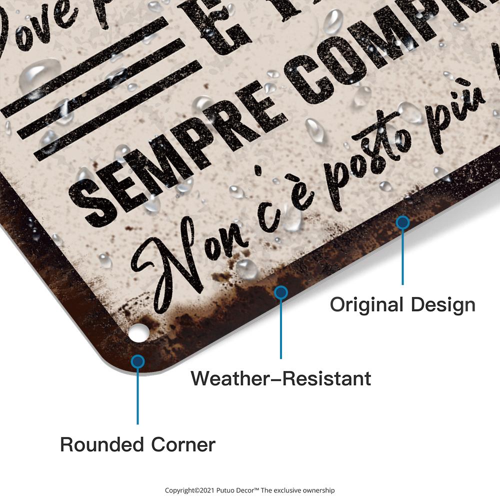 Putuo Decor 1 pièce Art Italien Vintage Métal Étain Panneau, Décoration Murale pour Maison Ferme Salon, Cadeaux Personnalisés pour Amis